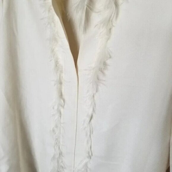 Helmut Lang Silk Feather Trim Tunic Blouse S - Picture 8 of 15
